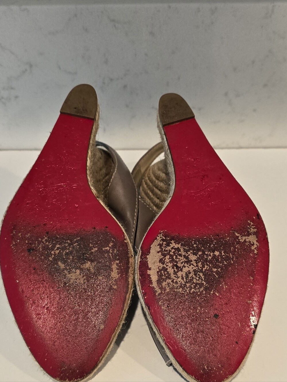 Authentic Christian Louboutin You Love Leather Espadrille Summer Wedge Sandal 37 - Picture 5 of 9